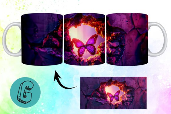 3D Fantasy Butterfly Mug Wrap Break 08: Elevate Your DIY Craft Projects