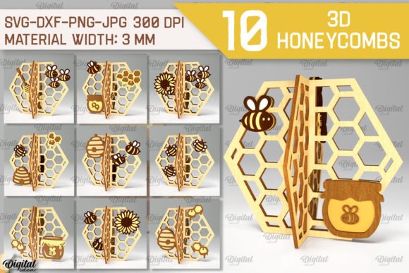 3D Honeycombs Laser Cut Bundle: Transforming Flat Designs into Tactile Creations