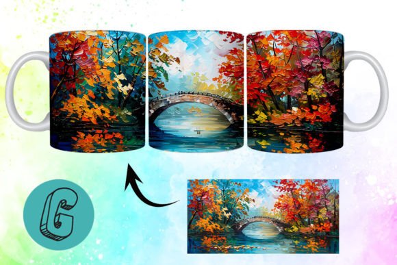 3D Oil Paint Autumn Park Mug Wrap 06: A Versatile Digital Asset for Creative Makers