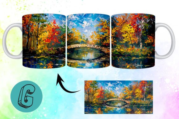 3D Oil Paint Autumn Park Mug Wrap 12: Elevating Visual Storytelling