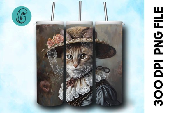 3D Oil Paint Elegant Cat Tumbler Wrap 31