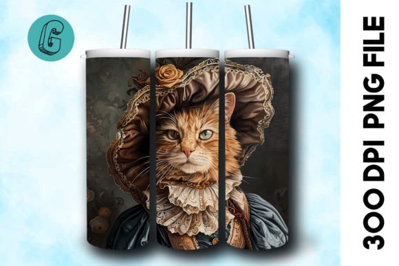 3D Oil Paint Elegant Cat Tumbler Wrap 39