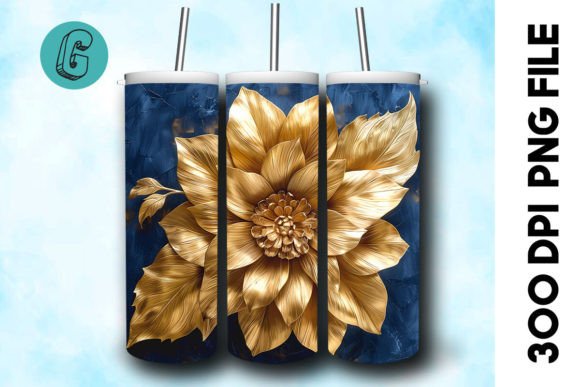 3D Oil Paint Gold Flower Tumbler Wrap 25: Elevating Your DIY Aesthetic