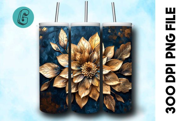 3D Oil Paint Gold Flower Tumbler Wrap 31: A Versatile Asset for Creative Projects