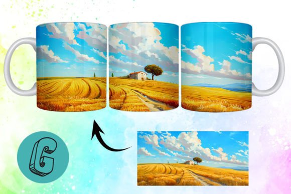 3D Oil Paint Landscape Mug Wrap 04: Elevate Your Visual Identity