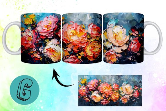 3D Oil Paint Pretty Flowers Mug Wrap 13
