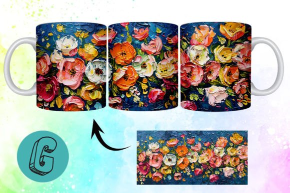 3D Oil Paint Pretty Flowers Mug Wrap 15