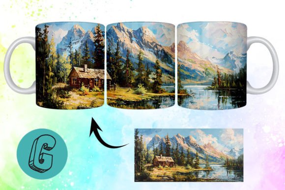 3D Oil Paint Vintage Sence Mug Wrap 02