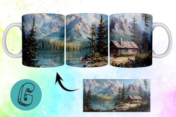 3D Oil Paint Vintage Sence Mug Wrap 17