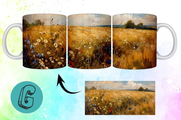3D Oil Paint Wildflowers Mug Wrap 15