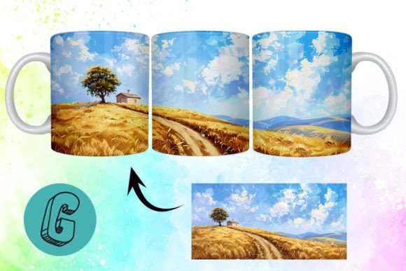 Transform Your Creative Space with 3D Oil Paint Landscape Mug Wrap 10