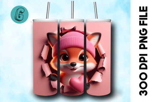 Unleash Your Creativity with the 3D Fox Valentine Tumbler Wrap 40 Digital Download