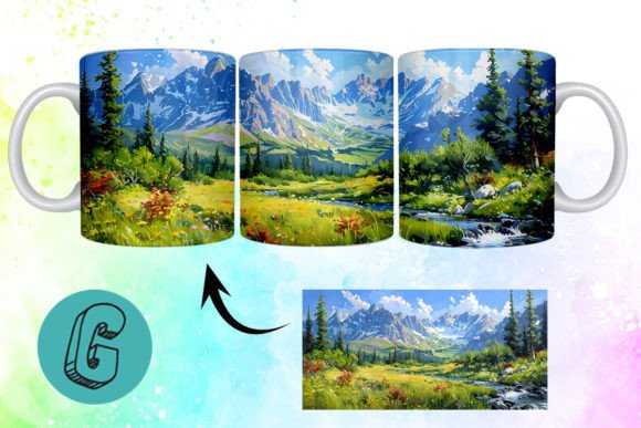 Unlock Your Creativity with the 3D Oil Paint Mountain Mug Wrap 15 Digital Download