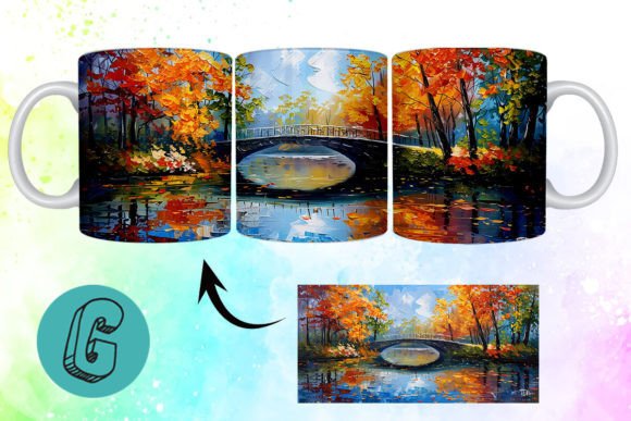 Unlocking Creative Potential with the 3D Oil Paint Autumn Park Mug Wrap 07 Digital Asset